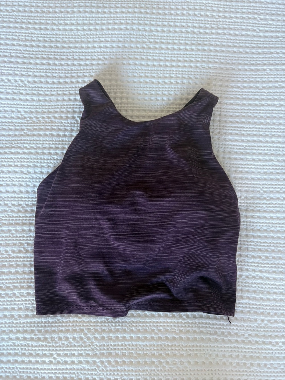 Athleta Dark Purple Ribbed High-Neck Crop Workout Top